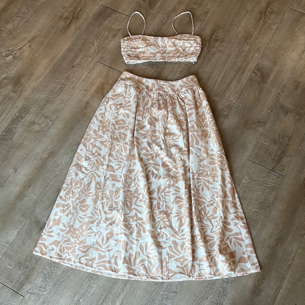 OLIVACEOUS Two Piece Maxi Skirt Spaghetti Strap Bandeau Size Small